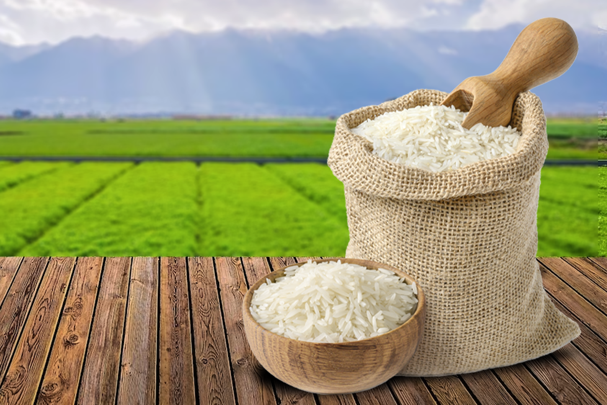 Custom rice packaging on a production line